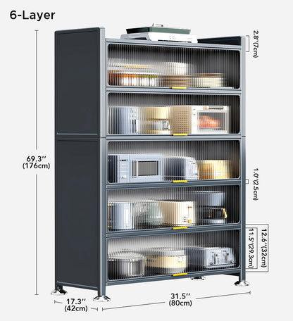 🛠️ 6-Tier Metal Pantry Cabinet - Durable, Spacious & Stylish! 🛒